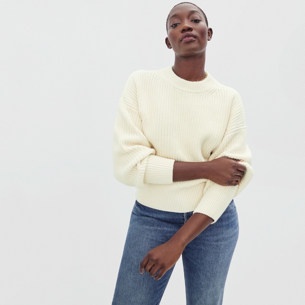 NWT Never Worn Everlane Texture Cotton Crew Sweater — Butter soft knit in cream